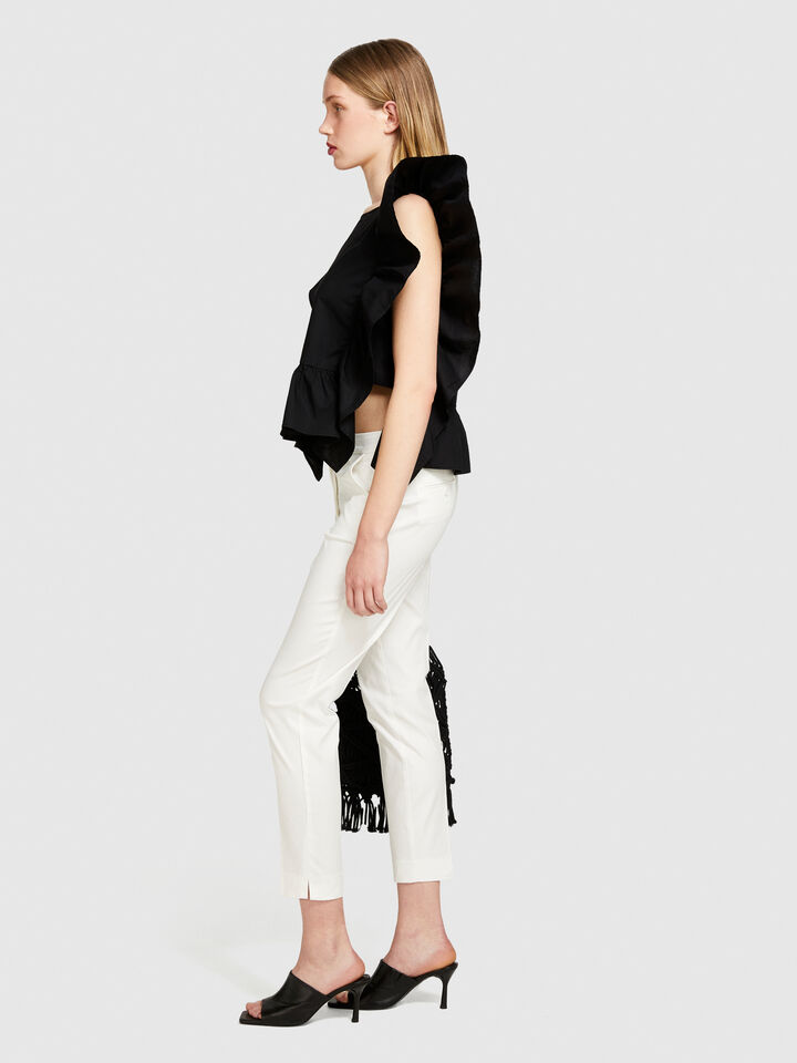 Regular fit chinos - women's chino trousers - White | Sisley image number 2
